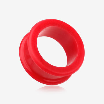 A Pair of Flexible Silicone Double Flared Ear Gauge Tunnel Plug-Red